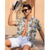 image:imageAlex Vando Mens Lace Shirt Short Sleeve SeeThrough Pattern Summer Beach Button Down ShirtMulti Geometry
