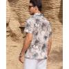 image:imageAlex Vando Mens Lace Shirt Short Sleeve SeeThrough Pattern Summer Beach Button Down ShirtPink Black Flower