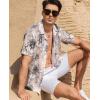 image:imageAlex Vando Mens Lace Shirt Short Sleeve SeeThrough Pattern Summer Beach Button Down ShirtPink Black Flower