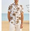 image:imageAlex Vando Mens Linen Blend Print Shirt Camp Collar Short Sleeve Beach Button Down Shirts MenBeige W Brown Flower