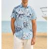 image:imageAlex Vando Mens Linen Blend Print Shirt Camp Collar Short Sleeve Beach Button Down Shirts MenBlue W White Flower