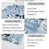 image:imageAlex Vando Mens Linen Blend Print Shirt Camp Collar Short Sleeve Beach Button Down Shirts MenBlue W White Flower