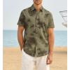 image:imageAlex Vando Mens Linen Blend Print Shirt Camp Collar Short Sleeve Beach Button Down Shirts MenKhaki W Brown Flower