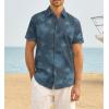 image:imageAlex Vando Mens Linen Blend Print Shirt Camp Collar Short Sleeve Beach Button Down Shirts MenNavy Flower