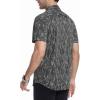 image:imageAlex Vando Mens Print Button Down Shirts Short Sleeve Business Casual Dress ShirtBlack Leaf