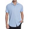 image:imageAlex Vando Mens Print Button Down Shirts Short Sleeve Business Casual Dress ShirtBlue Check