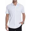 image:imageAlex Vando Mens Print Button Down Shirts Short Sleeve Business Casual Dress ShirtWhite Circle