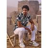 image:imageAlex Vando Mens Seersucker Print Button Down Short Sleeve Summer Beach ShirtsBlack Leaf