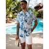 image:imageAlex Vando Mens Seersucker Print Button Down Short Sleeve Summer Beach ShirtsBlue W Navy Flower