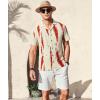 image:imageAlex Vando Mens Seersucker Print Button Down Short Sleeve Summer Beach ShirtsOrange Dye