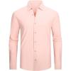 image:imageAlex Vando Mens Dress Shirts Regular Fit Long Sleeve Stretch Business Dress Shirts for MenKnit Pink