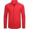 image:imageAlex Vando Mens Dress Shirts Regular Fit Long Sleeve Stretch Business Dress Shirts for MenKnit Red