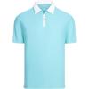 image:imageAlex Vando Mens Golf Shirt Quick Dry Stretch Performance Zip Short Sleeve Polo ShirtBlue