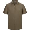 image:imageAlex Vando Mens Jacquard Knit Button Down Shirts Breathable Stretch Business Casual Short Sleeve ShirtCoffee
