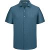 image:imageAlex Vando Mens Jacquard Knit Button Down Shirts Breathable Stretch Business Casual Short Sleeve ShirtTeal
