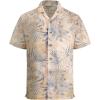 image:imageAlex Vando Mens Lace Shirt Short Sleeve SeeThrough Pattern Summer Beach Button Down ShirtBlue Leaf