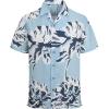 image:imageAlex Vando Mens Linen Blend Print Shirt Camp Collar Short Sleeve Beach Button Down Shirts MenBlue W White Flower