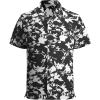 image:imageAlex Vando Mens Seersucker Print Button Down Short Sleeve Summer Beach ShirtsBlack Leaf