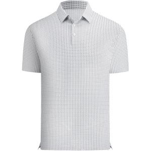 image:imageAlex Vando Mens Check Print Golf Shirt Cooling Stretch Short Sleeve Shirt for Golf Work amp CasualBlack Dots Check