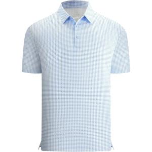image:imageAlex Vando Mens Check Print Golf Shirt Cooling Stretch Short Sleeve Shirt for Golf Work amp CasualBlue Dots Check