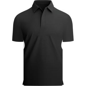 image:imageAlex Vando Mens Golf Polo Shirt Lightweight Textured 4Way Stretch Performance Polo with Mesh SideBlack