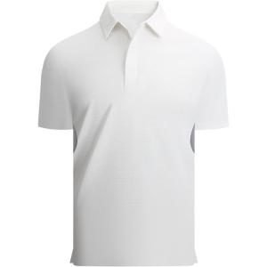 image:imageAlex Vando Mens Golf Polo Shirt Lightweight Textured 4Way Stretch Performance Polo with Mesh SideWhite