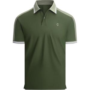 image:imageAlex Vando Mens Golf Polo Shirt Short Sleeve  Performance Stretch Nylon Pique Polo Shirts for Golf Sports amp Casual WearArmy
