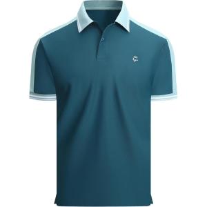 image:imageAlex Vando Mens Golf Polo Shirt Short Sleeve  Performance Stretch Nylon Pique Polo Shirts for Golf Sports amp Casual WearTeal
