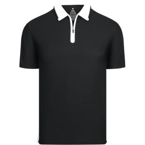 image:imageAlex Vando Mens Golf Shirt Quick Dry Stretch Performance Zip Short Sleeve Polo ShirtBlack