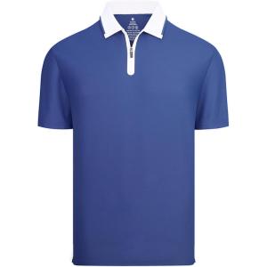 image:imageAlex Vando Mens Golf Shirt Quick Dry Stretch Performance Zip Short Sleeve Polo ShirtRoyal