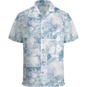 image:imageAlex Vando Mens Lace Shirt Short Sleeve SeeThrough Pattern Summer Beach Button Down ShirtBlue Dye