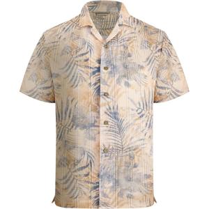 image:imageAlex Vando Mens Lace Shirt Short Sleeve SeeThrough Pattern Summer Beach Button Down ShirtBlue Leaf