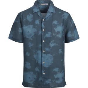 image:imageAlex Vando Mens Linen Blend Print Shirt Camp Collar Short Sleeve Beach Button Down Shirts MenNavy Flower