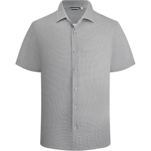 image:imageAlex Vando Mens Print Button Down Shirts Short Sleeve Business Casual Dress ShirtBlack Dots