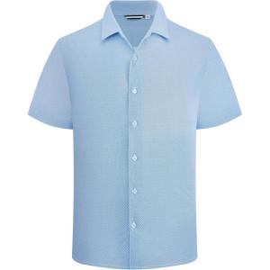 image:imageAlex Vando Mens Print Button Down Shirts Short Sleeve Business Casual Dress ShirtBlue Circle