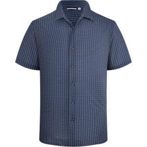 image:imageAlex Vando Mens Print Button Down Shirts Short Sleeve Business Casual Dress ShirtNavy Flower