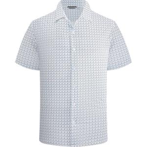 image:imageAlex Vando Mens Print Button Down Shirts Short Sleeve Business Casual Dress ShirtWhite U