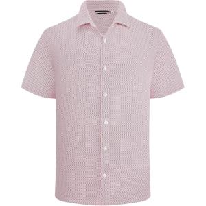 image:imageAlex Vando Mens Print Button Down Shirts Short Sleeve Business Casual Dress ShirtWine Diamond