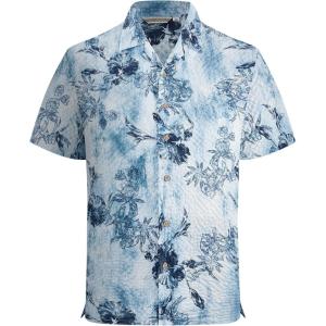 image:imageAlex Vando Mens Seersucker Print Button Down Short Sleeve Summer Beach ShirtsBlue W Navy Flower