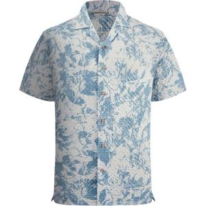 image:imageAlex Vando Mens Seersucker Print Button Down Short Sleeve Summer Beach ShirtsGrey W Blue Flower