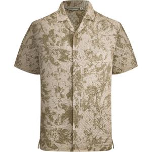 image:imageAlex Vando Mens Seersucker Print Button Down Short Sleeve Summer Beach ShirtsKhaki Flower
