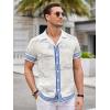 image:imageAlex Vando Mens Linen Blend Short Sleeve Shirt Vintage Printed Beach Button Down Resort Vacation Casual ShirtsBeige Mountain