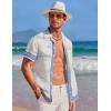 image:imageAlex Vando Mens Linen Blend Short Sleeve Shirt Vintage Printed Beach Button Down Resort Vacation Casual ShirtsBeige Mountain