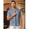 image:imageAlex Vando Mens Linen Blend Short Sleeve Shirt Vintage Printed Beach Button Down Resort Vacation Casual ShirtsBlue Diamond