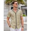 image:imageAlex Vando Mens Linen Blend Short Sleeve Shirt Vintage Printed Beach Button Down Resort Vacation Casual ShirtsKhaki Maze