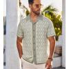 image:imageAlex Vando Mens Linen Blend Short Sleeve Shirt Vintage Printed Beach Button Down Resort Vacation Casual ShirtsKhaki Net
