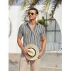 image:imageAlex Vando Mens Linen Short Sleeve Casual Button Down Shirt for Men Beach Wedding ShirtsBlack