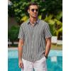 image:imageAlex Vando Mens Linen Short Sleeve Casual Button Down Shirt for Men Beach Wedding ShirtsBlack