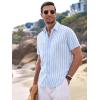 image:imageAlex Vando Mens Linen Short Sleeve Casual Button Down Shirt for Men Beach Wedding ShirtsBlue