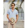 image:imageAlex Vando Mens Linen Short Sleeve Casual Button Down Shirt for Men Beach Wedding ShirtsBlue
